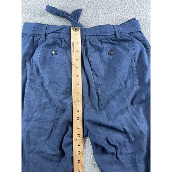 Liz Claiborne Pants Womens XS Blue Linen Blend Comfy Baggy Waist Tie Pockets - Picture 10 of 12